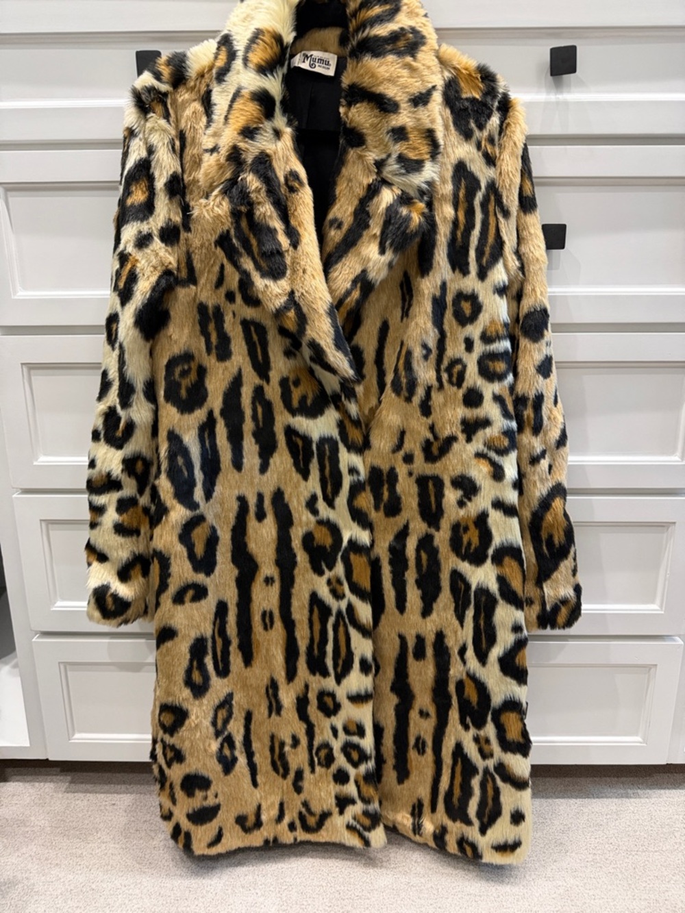 Show Me Your MuMu Leopard-Print Faux Fur Coat in Tan, Black & Cream - Picture 3 of 5